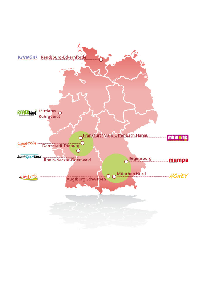 Deutschlandkarte Familienmagazine